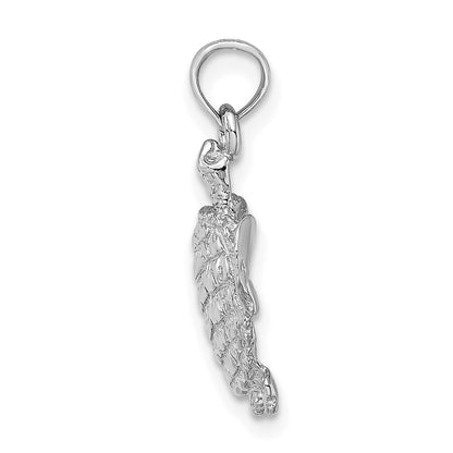 14K White Gold Textured Sea Turtle Charm