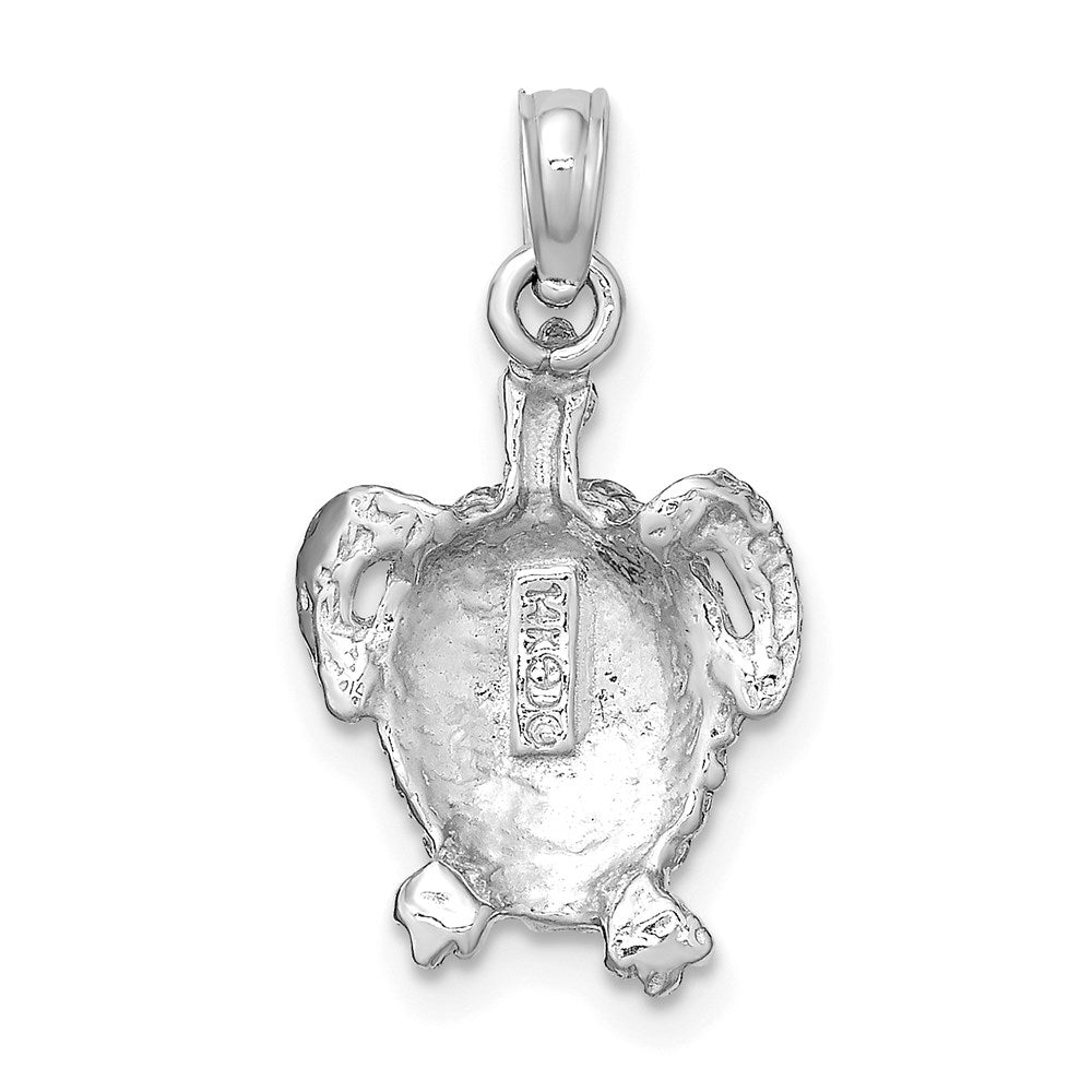 14K White Gold Textured Sea Turtle Charm