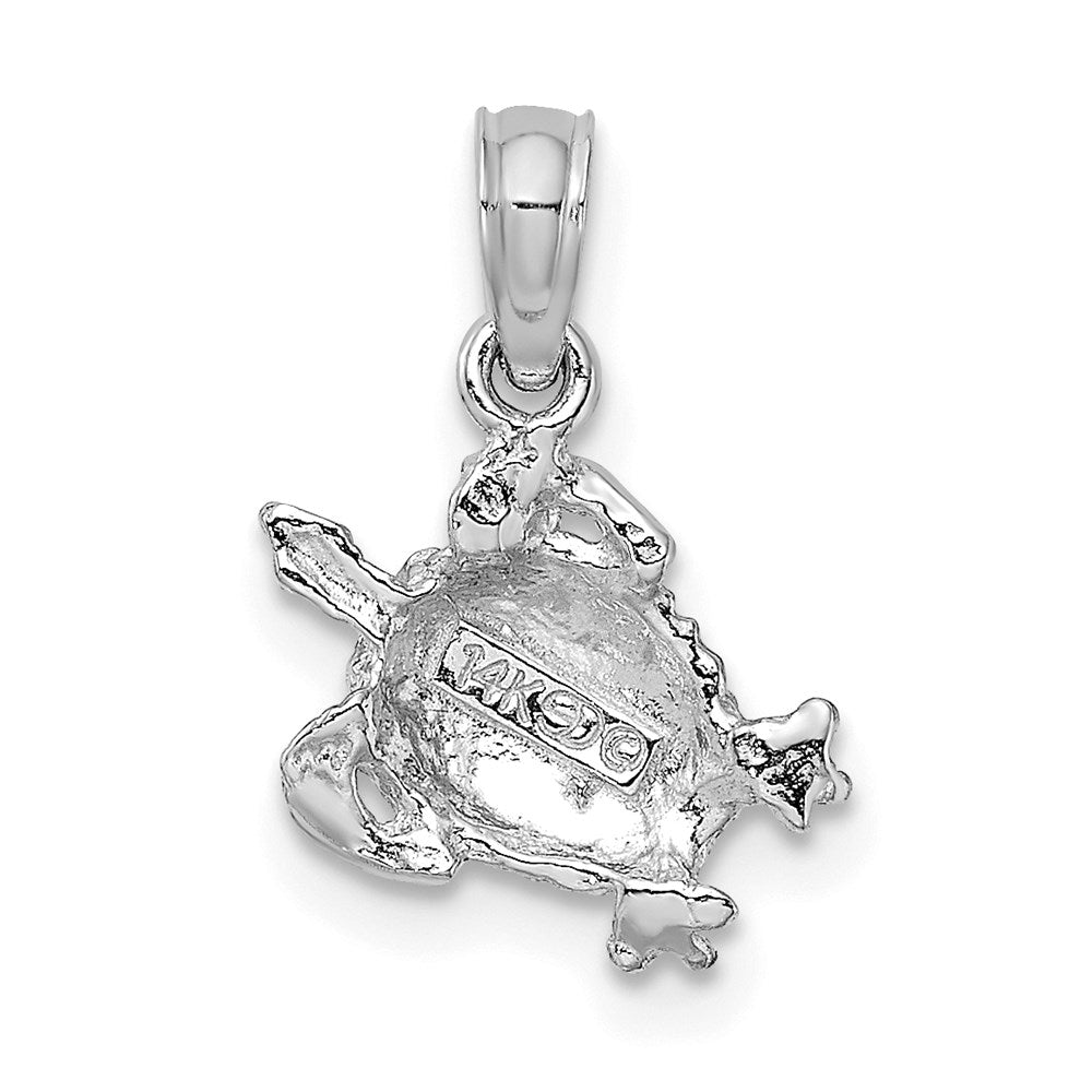 14K White Gold Textured Sea Turtle Charm