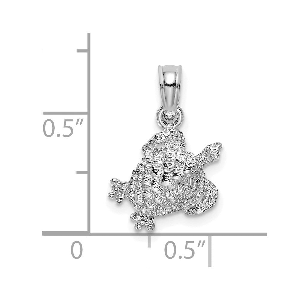 14K White Gold Textured Sea Turtle Charm