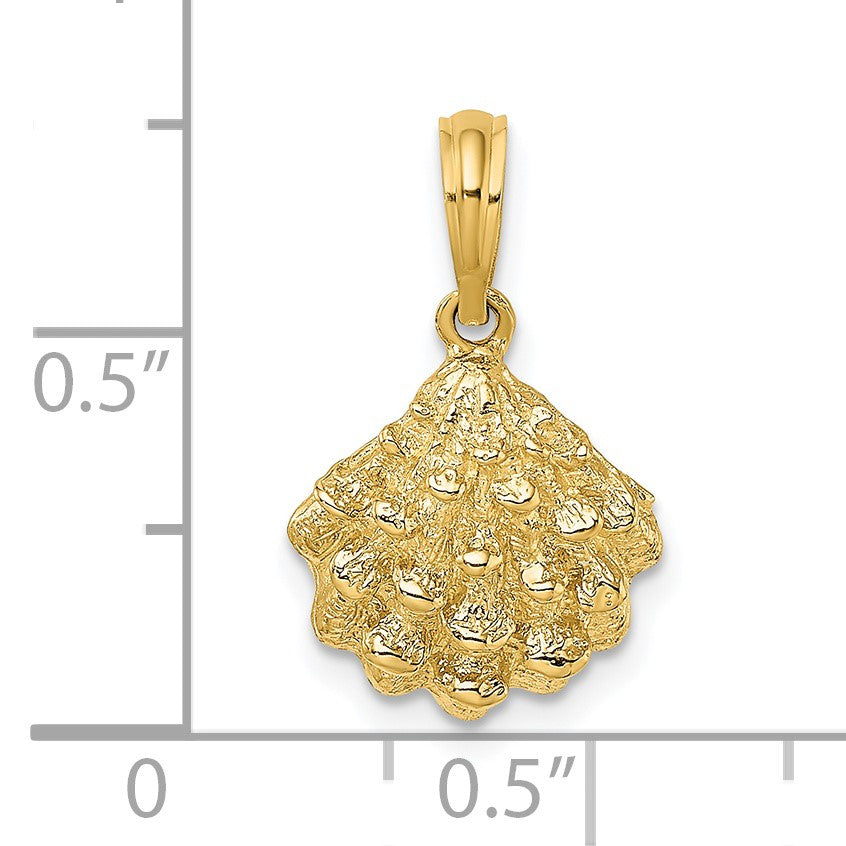 14K Textured Oyster Shell Charm
