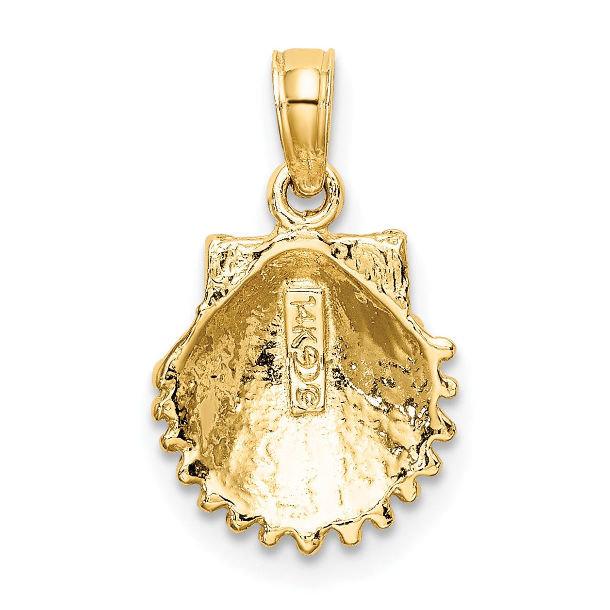 14K Textured Scallop Shell Charm