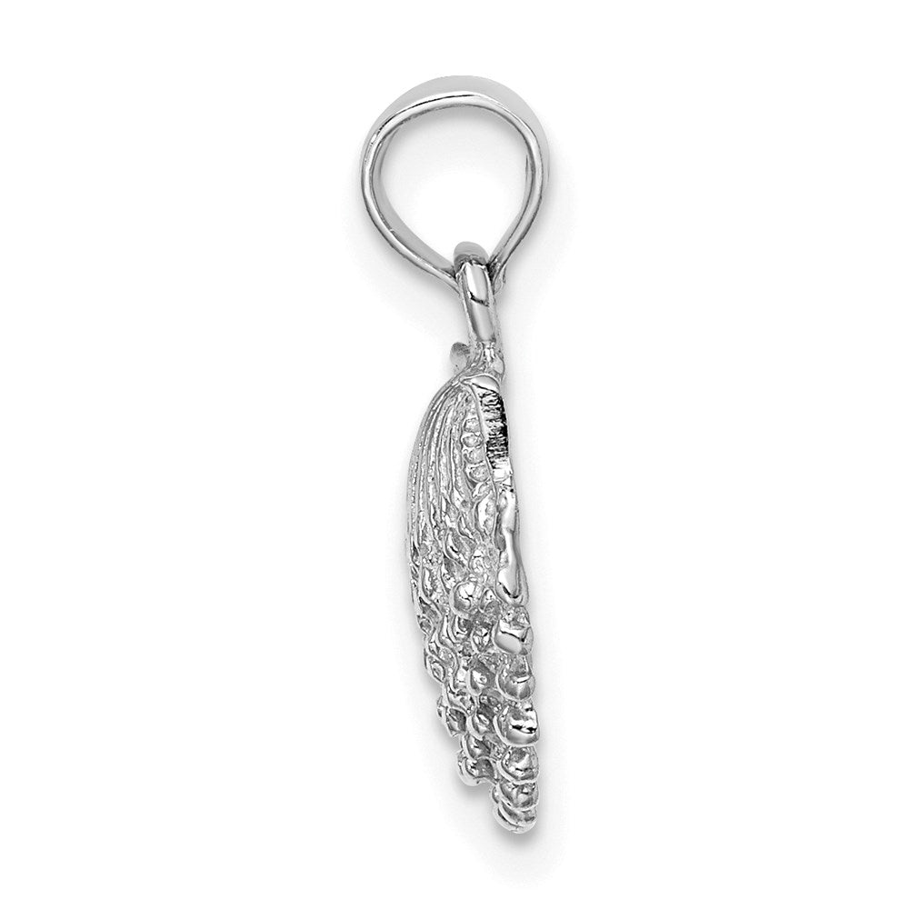 14K White Gold Textured Scallop Shell Charm