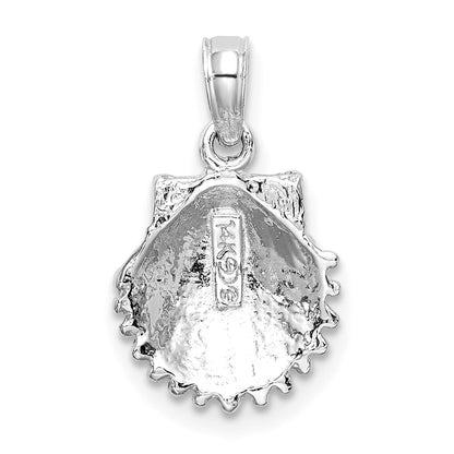 14K White Gold Textured Scallop Shell Charm