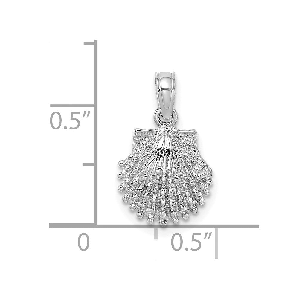 14K White Gold Textured Scallop Shell Charm