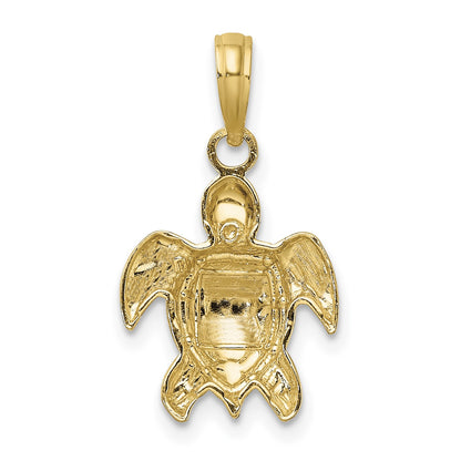 14K Textured Sea Turtle Charm