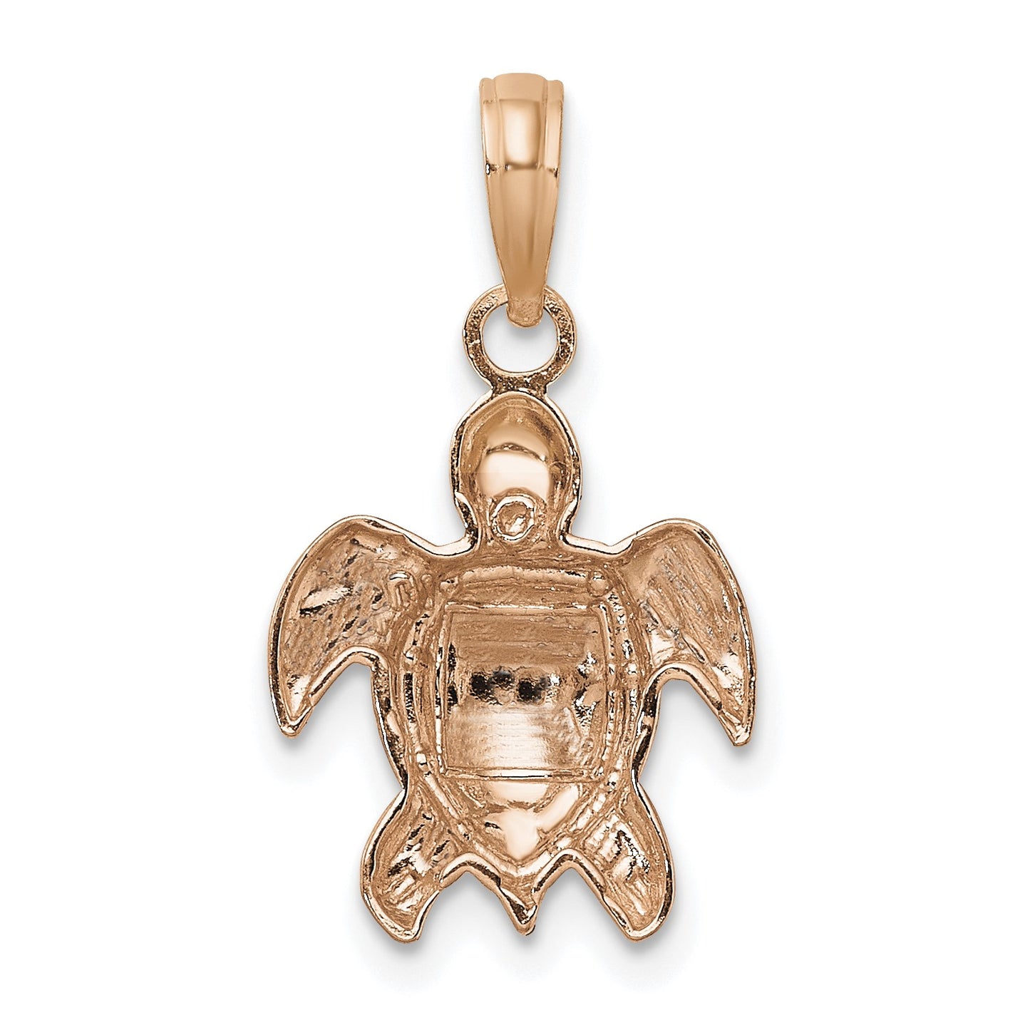 14K Rose Gold Textured Sea Turtle Charm