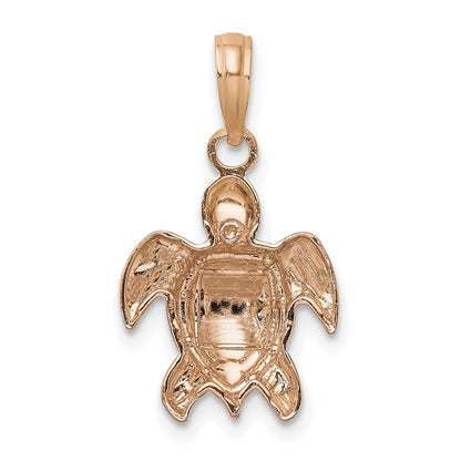 14K Rose Gold Textured Sea Turtle Charm