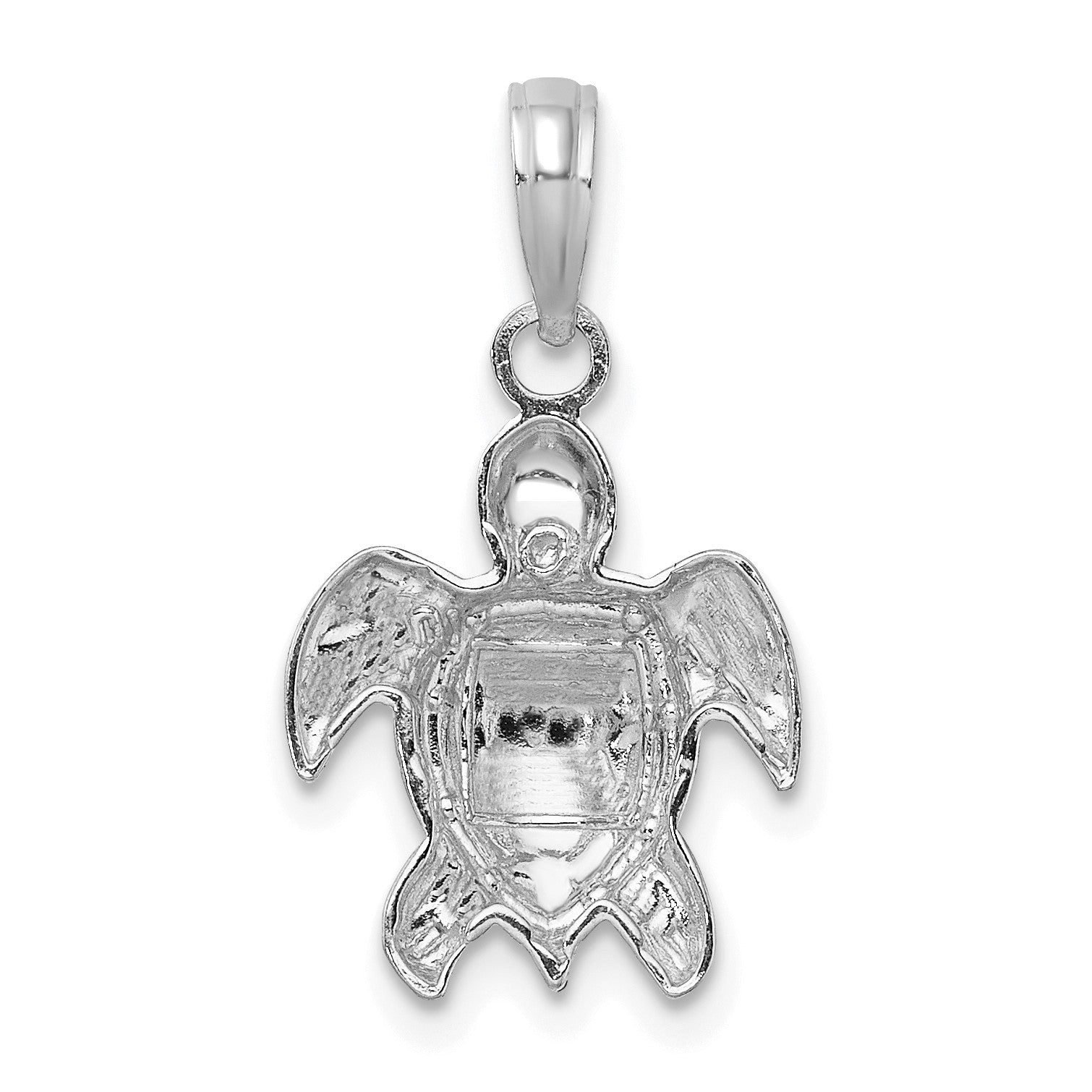 14K White Gold 2-D Textured Sea Turtle Charm
