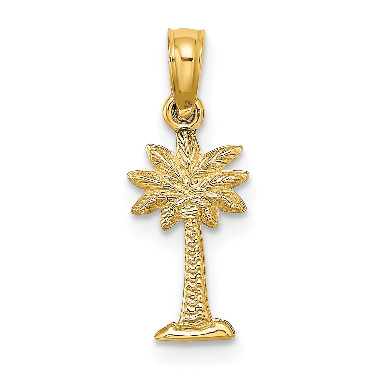 14K 2-D Textured Mini Palmetto Palm Tree Charm