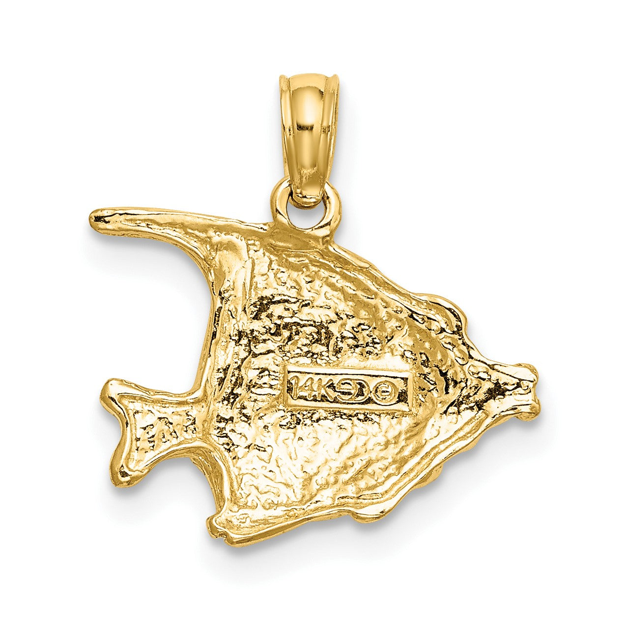 14K Polished Textured Bannerfish Charm