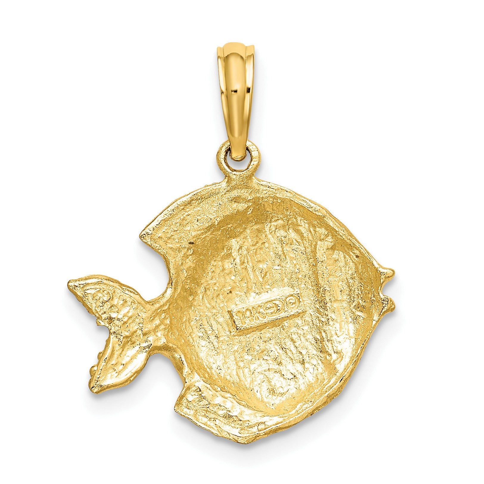 14K Polished  Textured Butterfly Fish Charm