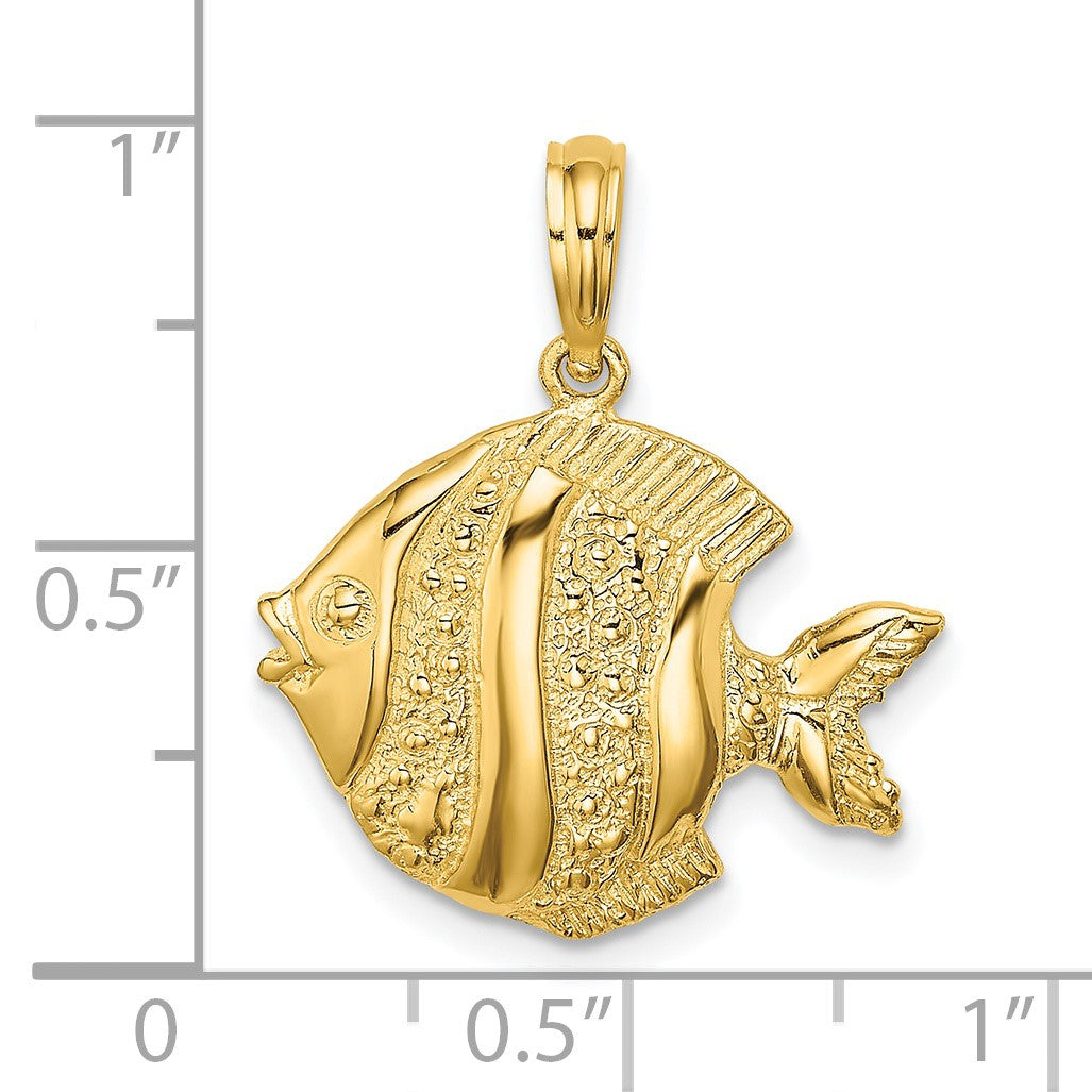 14K Polished  Textured Butterfly Fish Charm