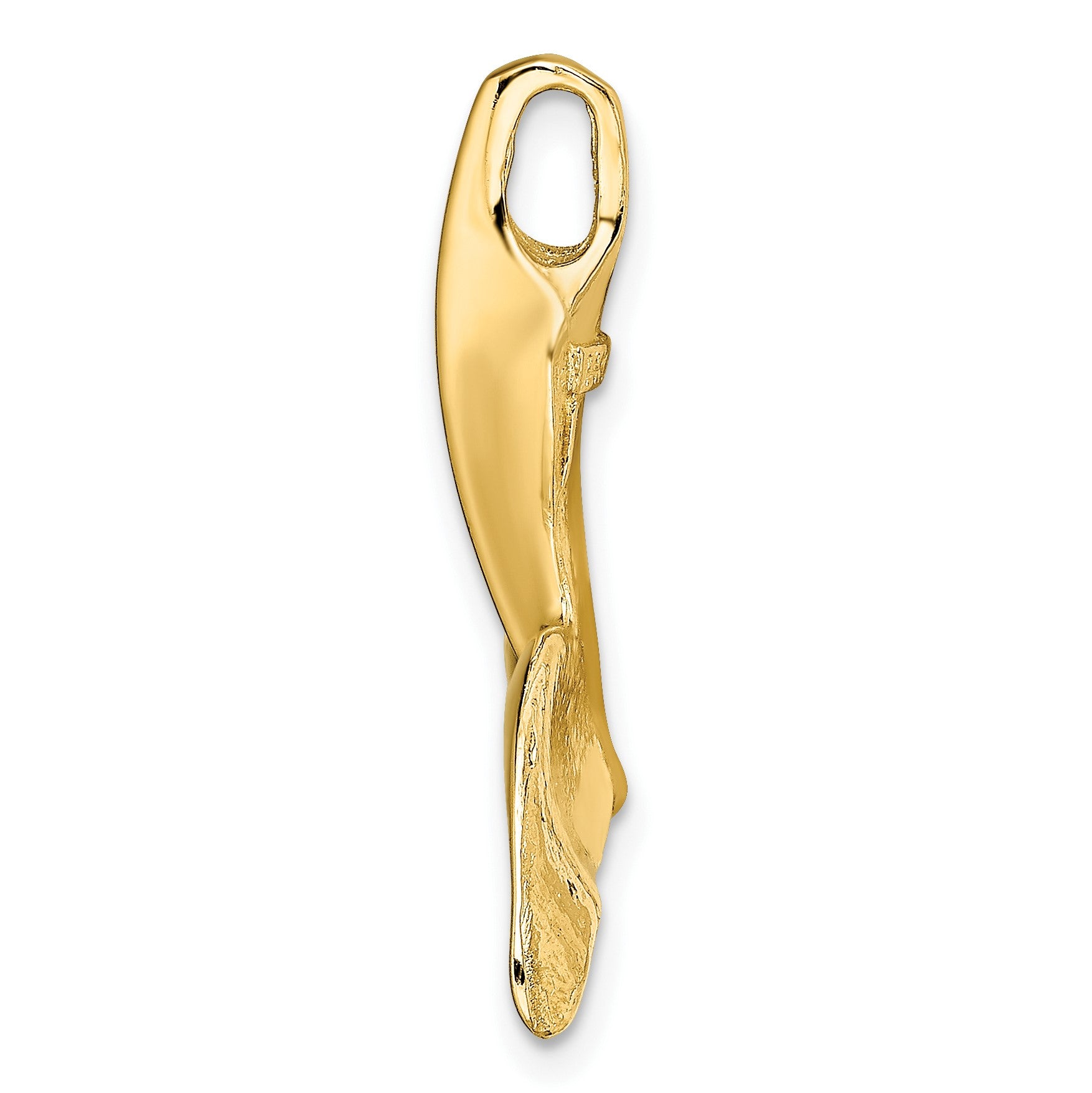 14K 3-D Polished Whale Tail Chain Slide