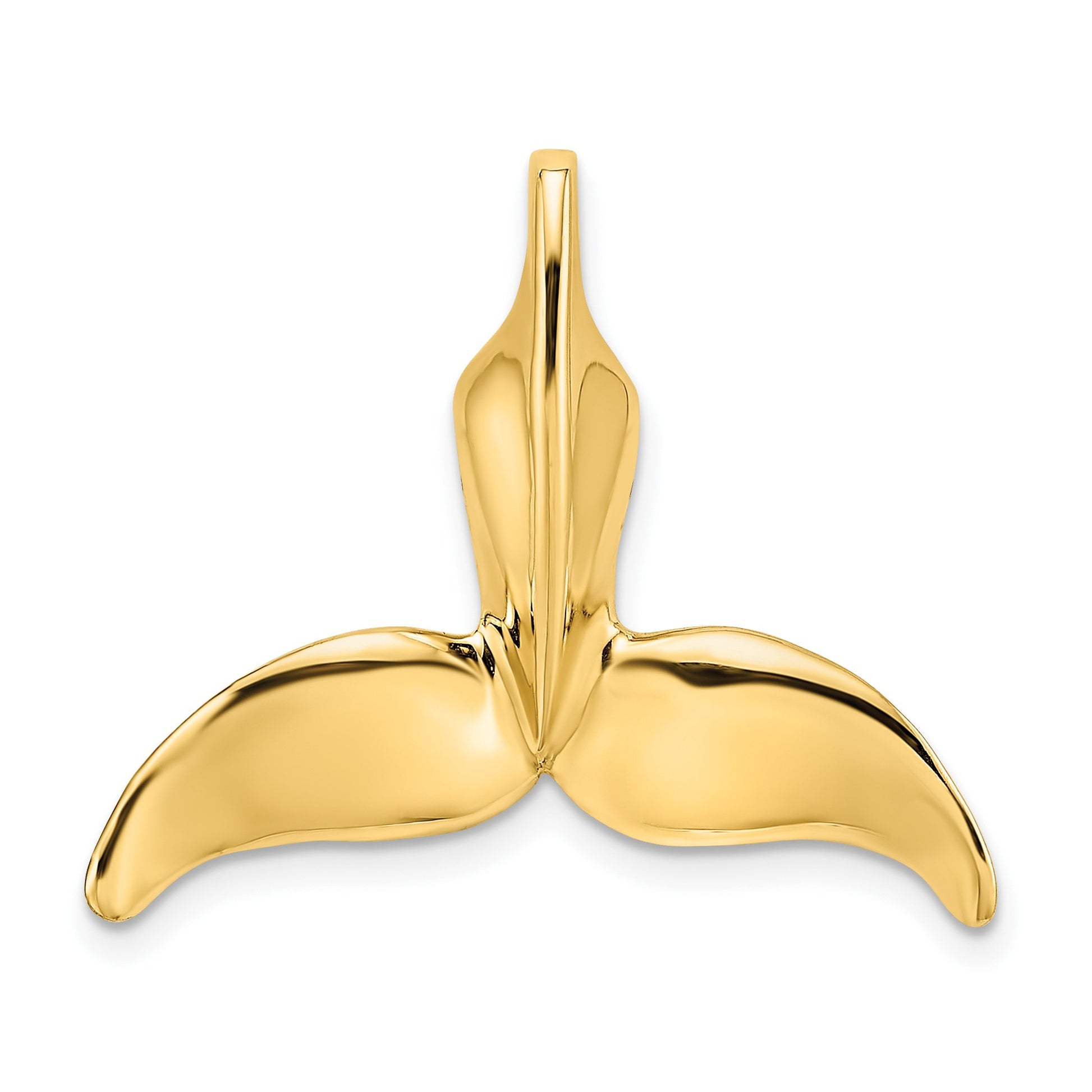 14K 3-D Polished Whale Tail Chain Slide