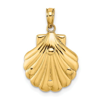 14K Reversible Starfish and Coral in Shell Charm