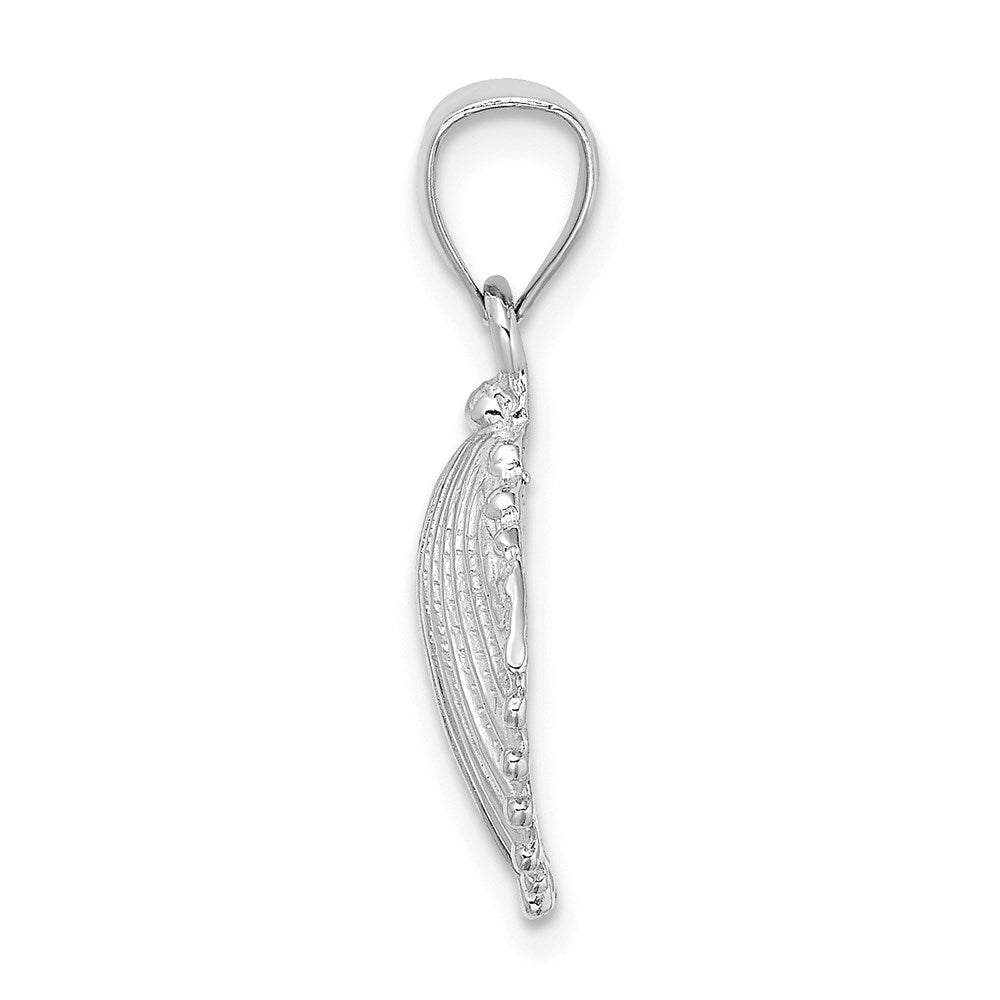 14K White Gold Textured Scallop Shell Charm