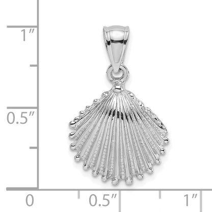 14K White Gold Textured Scallop Shell Charm