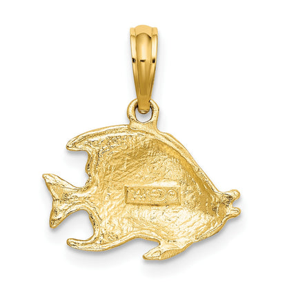 14K Polished Textured Bannerfish Charm