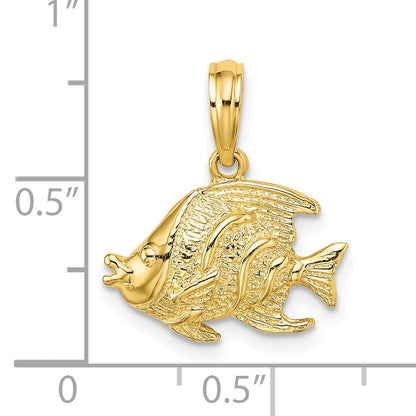 14K Polished Textured Bannerfish Charm