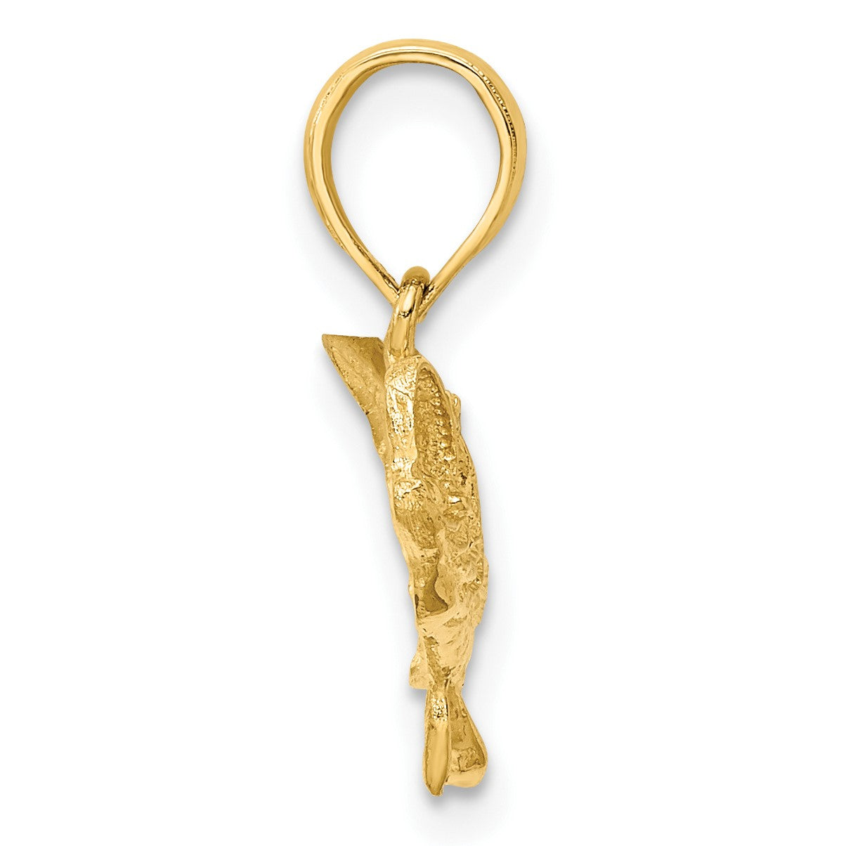 14K 2-D Bass Fish with Tail Up Charm