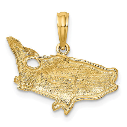 14K 2-D Bass Fish w/ Tail Up Charm