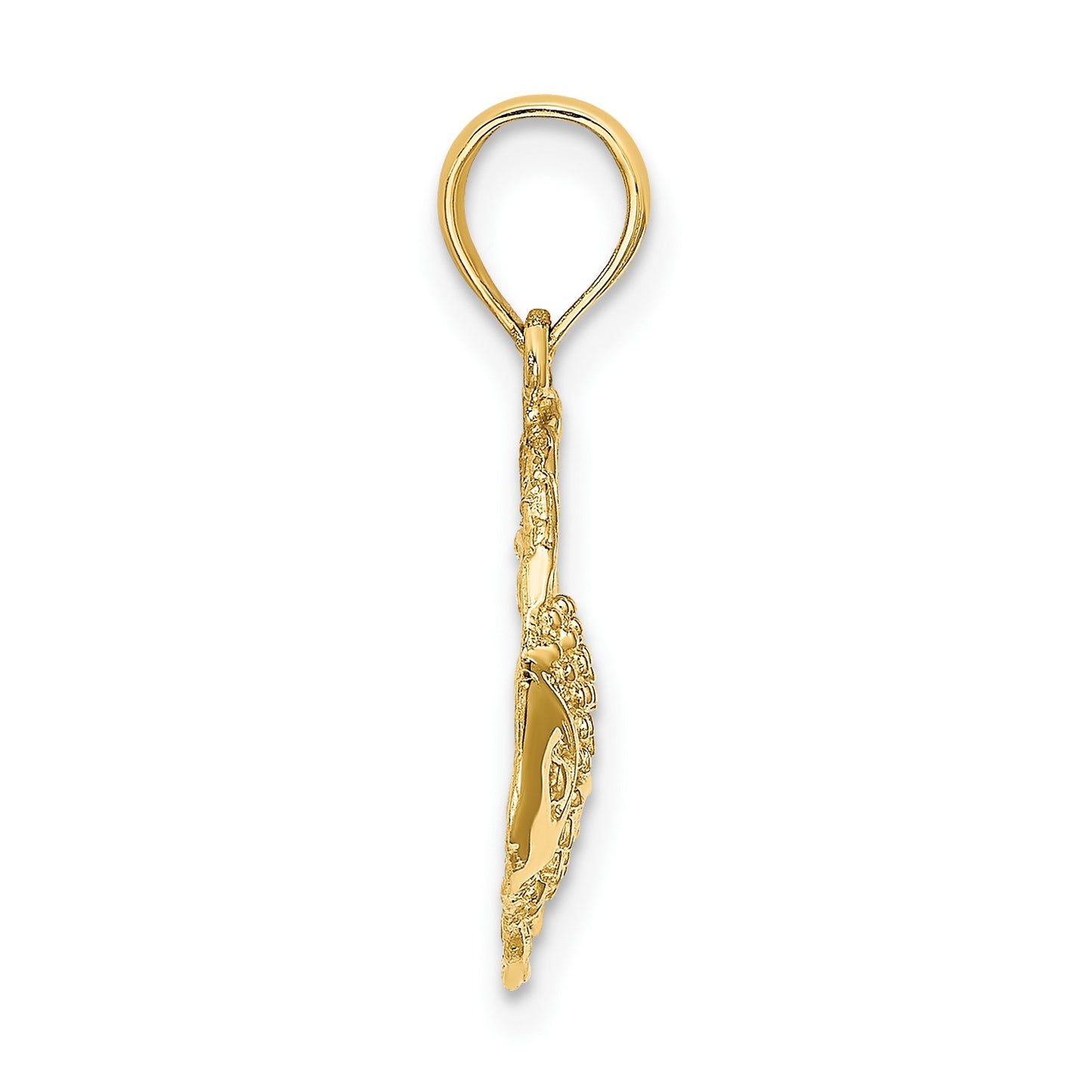 14K Textured Angelfish Charm