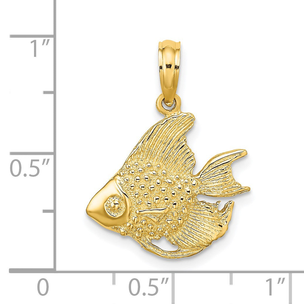 14K Textured Angelfish Charm