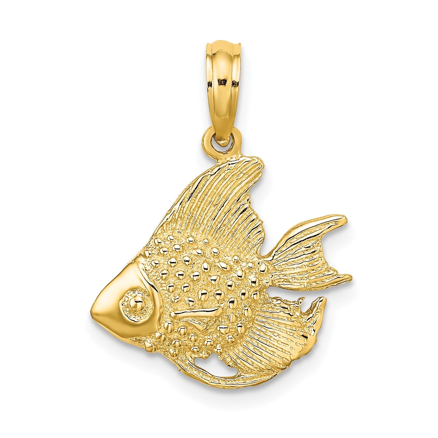 14K Textured Angelfish Charm