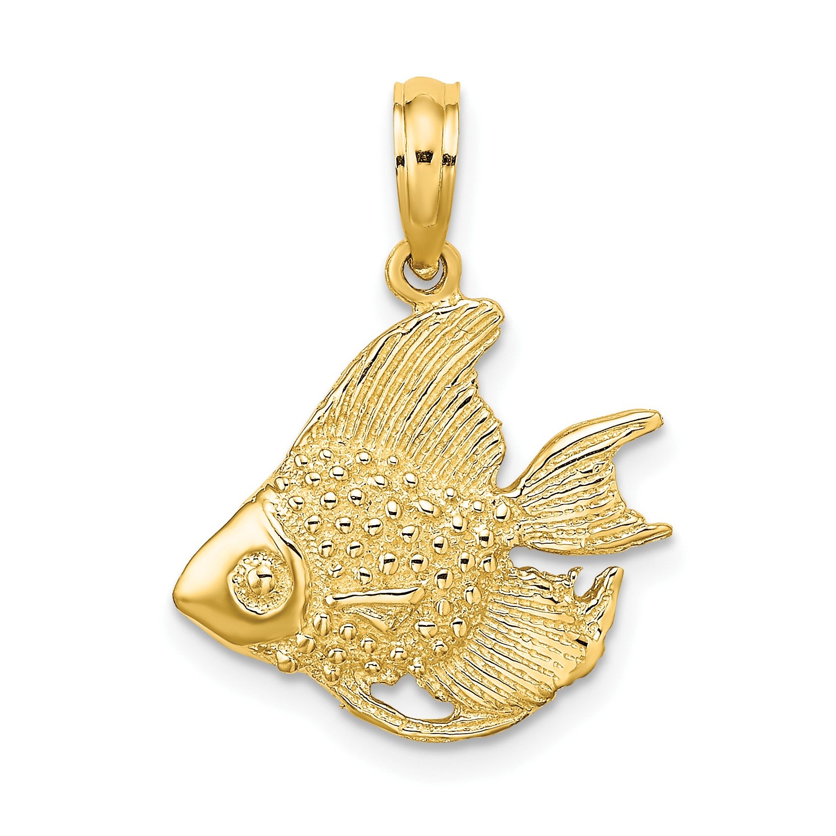 14K Textured Angelfish Charm