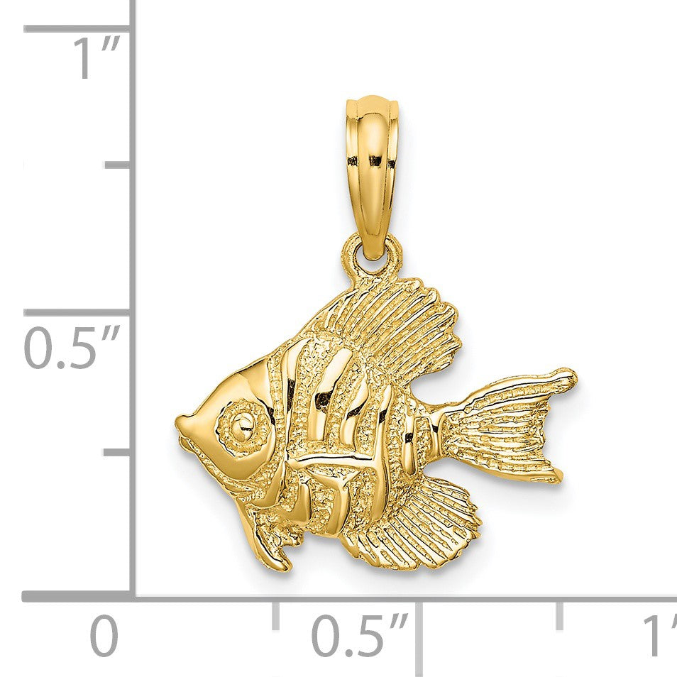 14K Polished Textured Goldish Charm