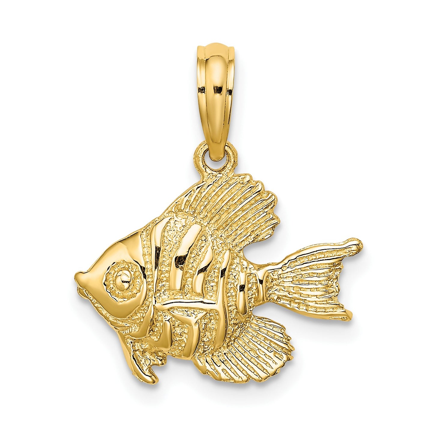 14K Polished Textured Goldish Charm