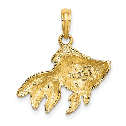 14K 2-D Textured Goldfish Charm