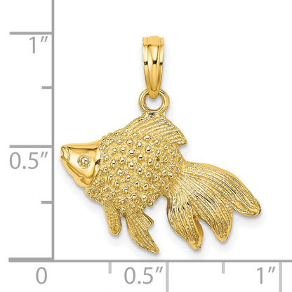 14K 2-D Textured Goldfish Charm