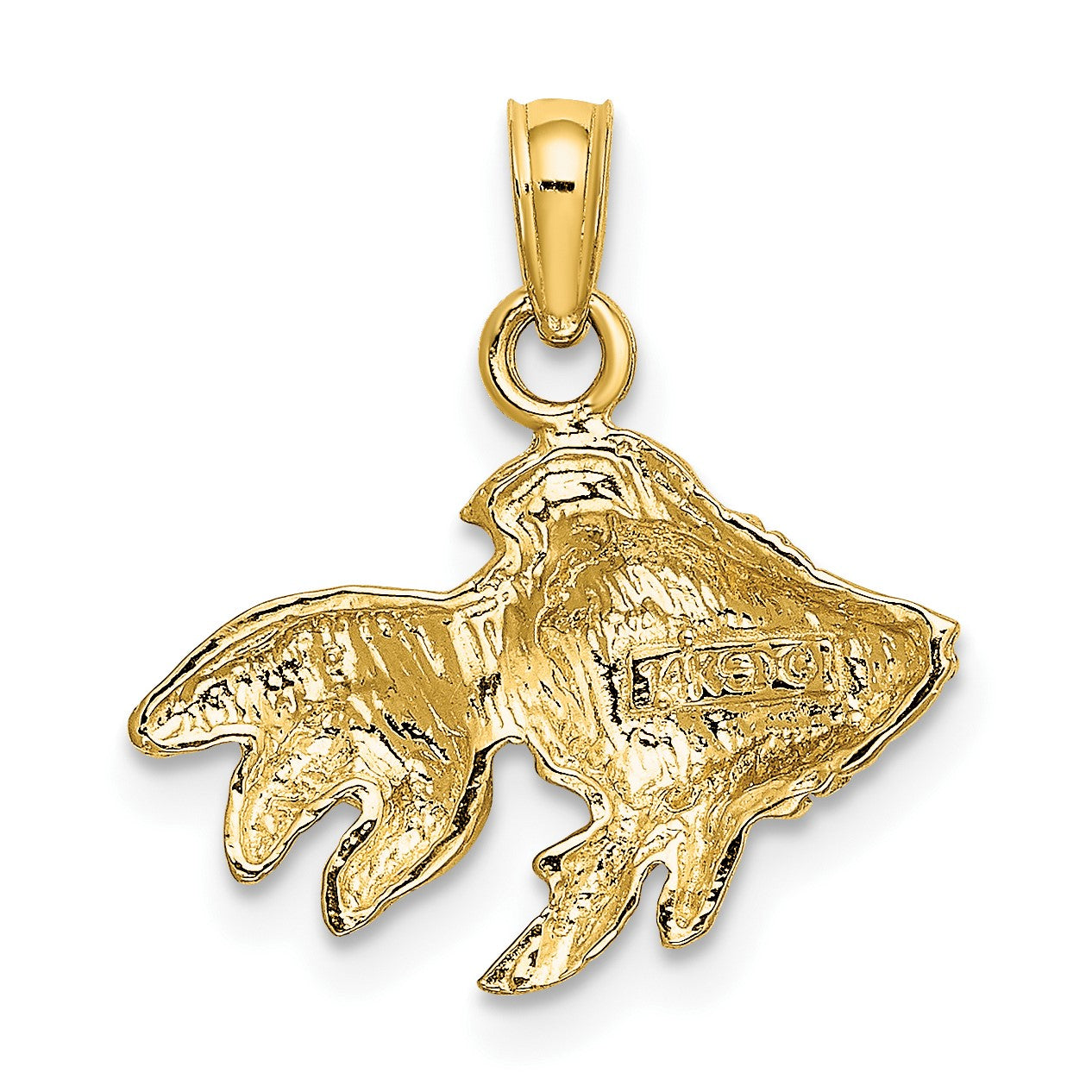 14K 2-D  Textured Goldfish Charm