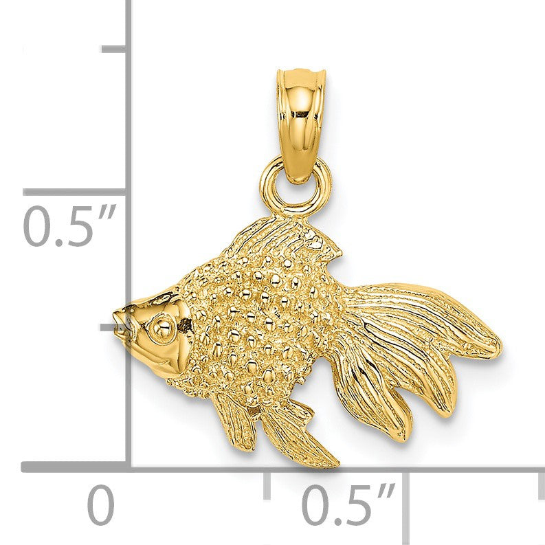 14K 2-D  Textured Goldfish Charm