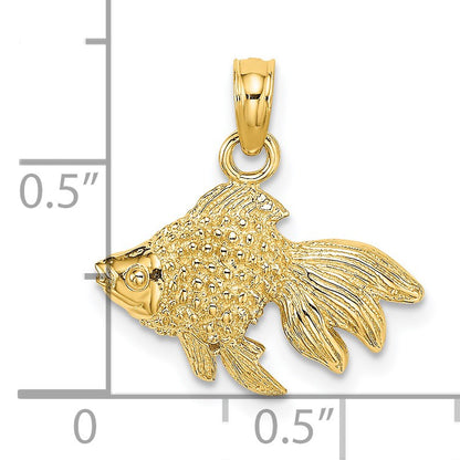 14K 2-D  Textured Goldfish Charm