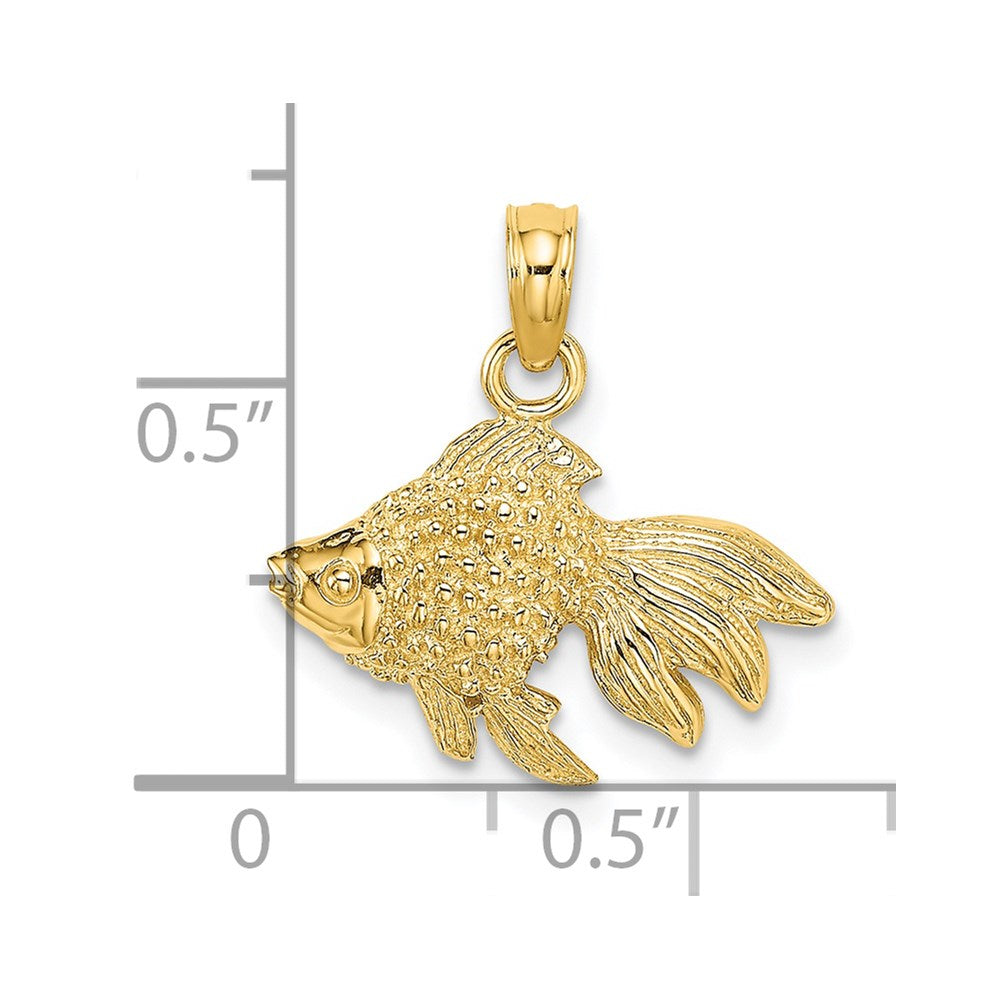 14K 2-D  Textured Gold Fish Charm