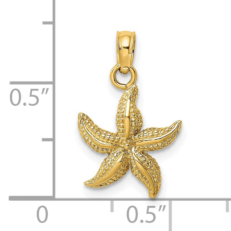14K Textured Starfish Charm