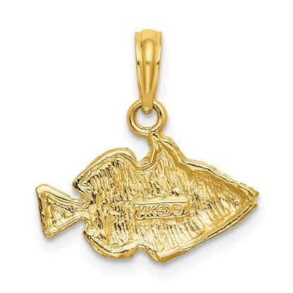 14K 2-D  Engraved Striped Fish Charm