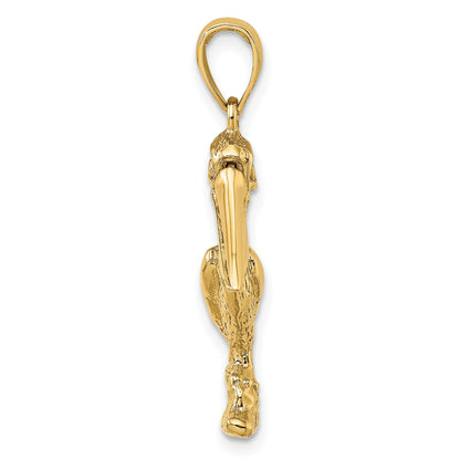 14K 3-D Large Standing Pelican with Moveable Mouth Charm