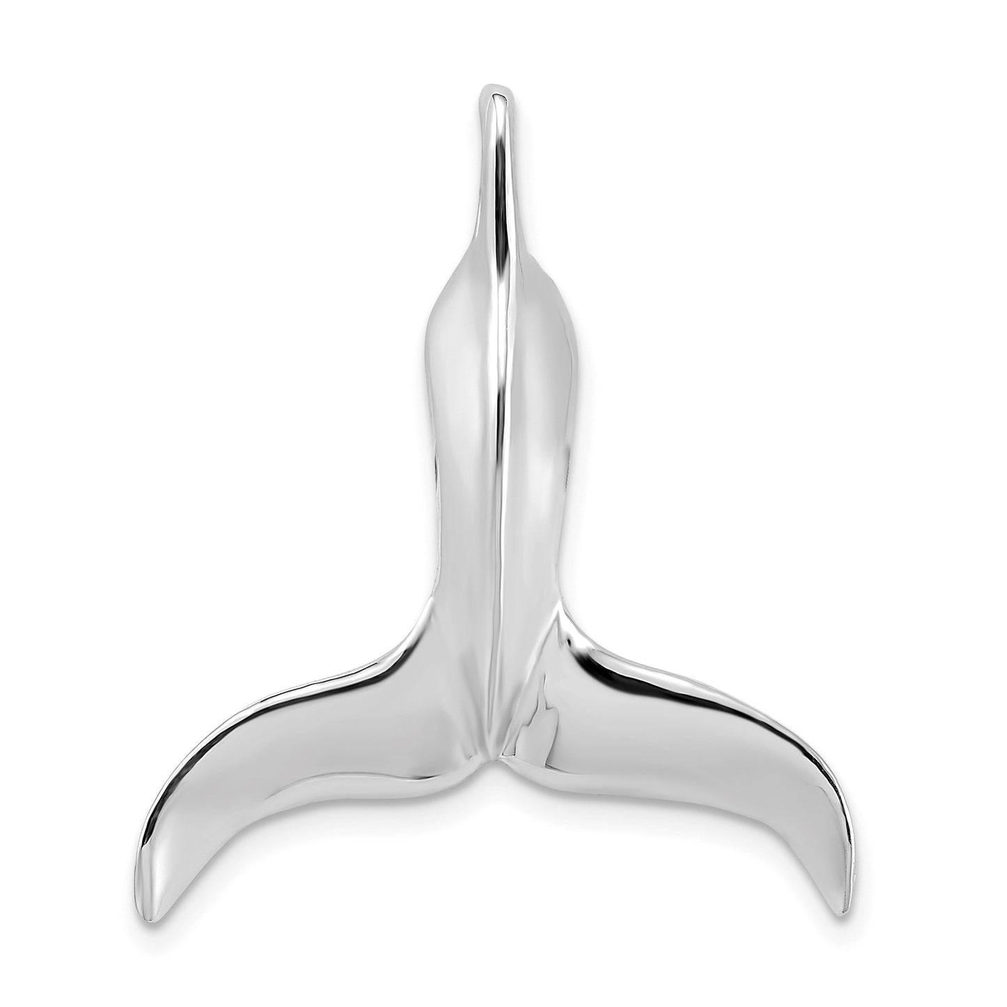 14K White Gold 3-D Polished Whale Tail Chain Slide