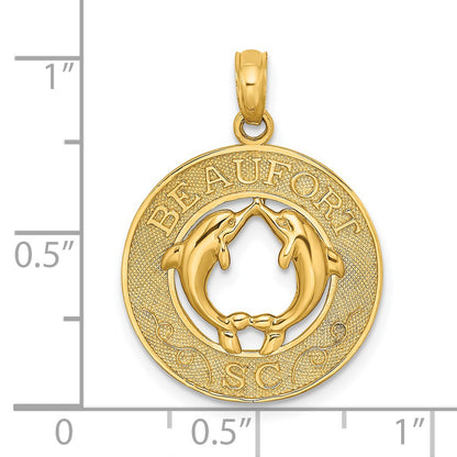 14K BEAUFORT SC with Dolphins Circle Charm