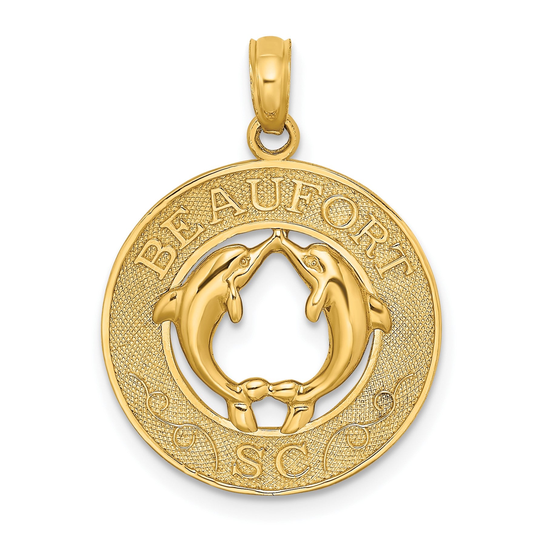 14K BEAUFORT SC with Dolphins Circle Charm