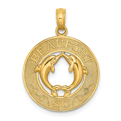 14K BEAUFORT SC with Dolphins Circle Charm