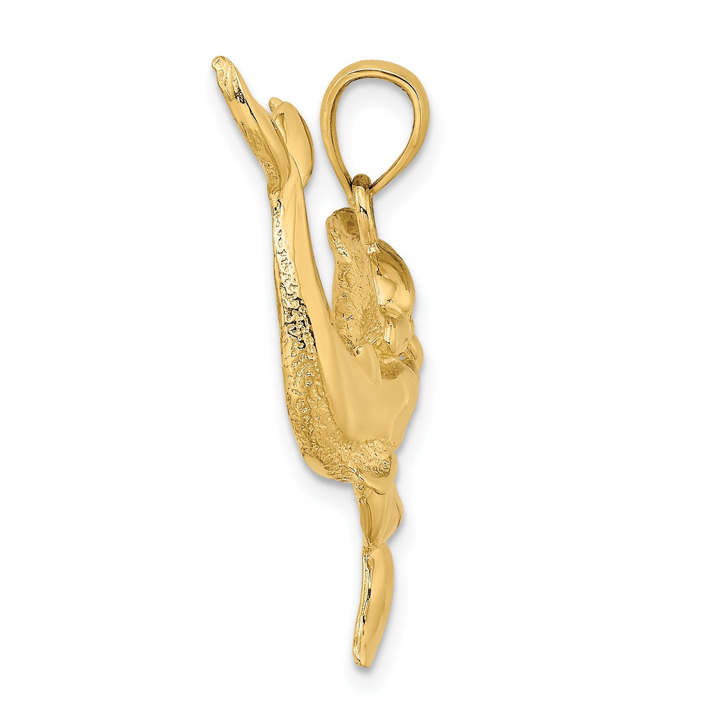 14K Polished Two Dolphins Together Charm