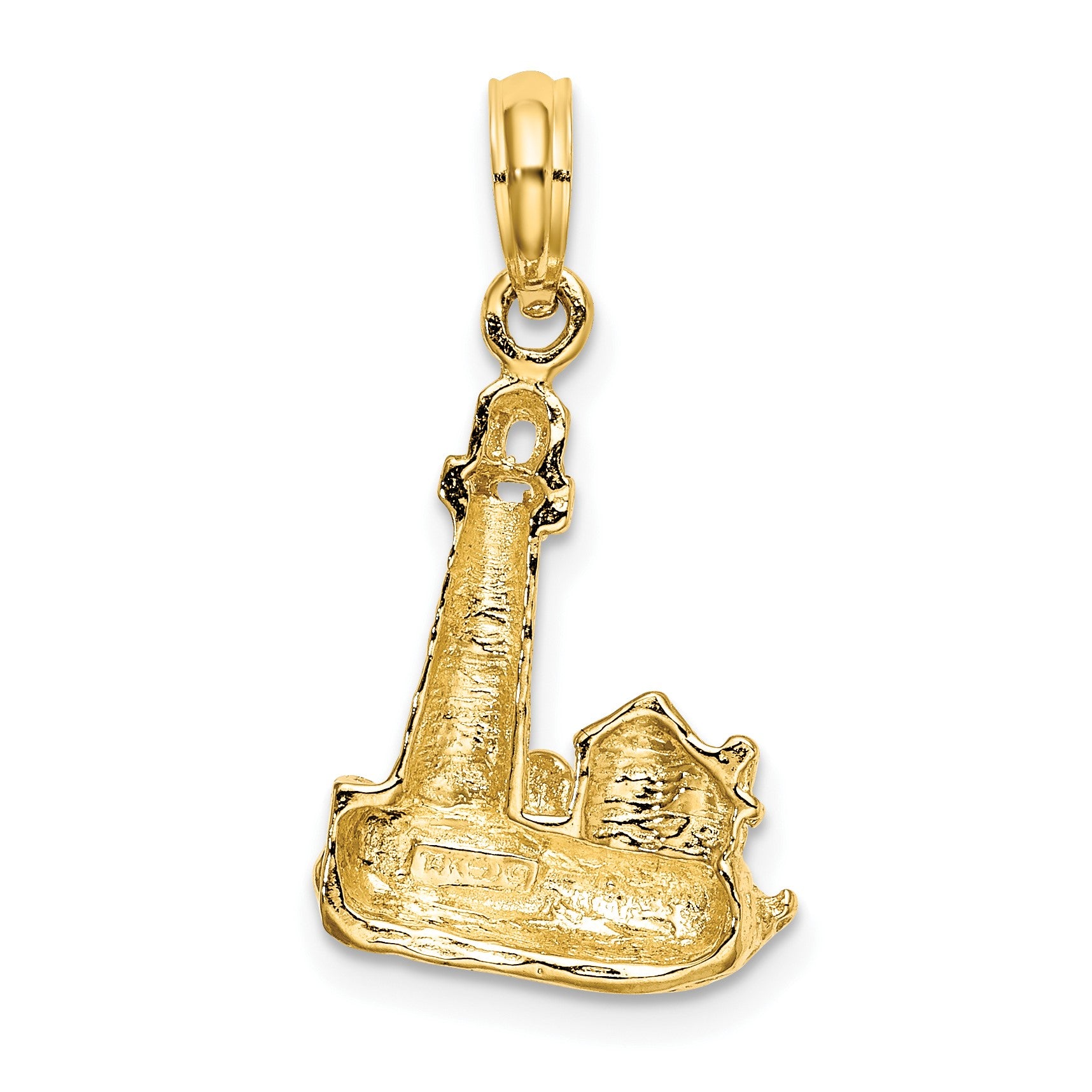 14K 2-D Lighthouse with Waves and Buildings Charm