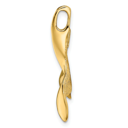 14K Large 3-D Polished and Textured Whale Tail Omega Slide