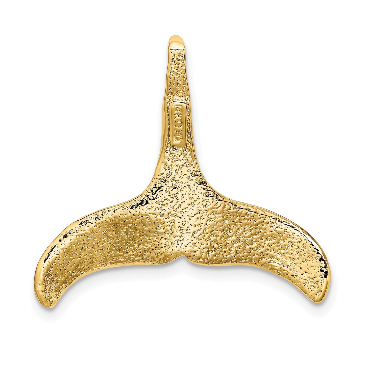 14K Large 3-D Polished and Textured Whale Tail Omega Slide