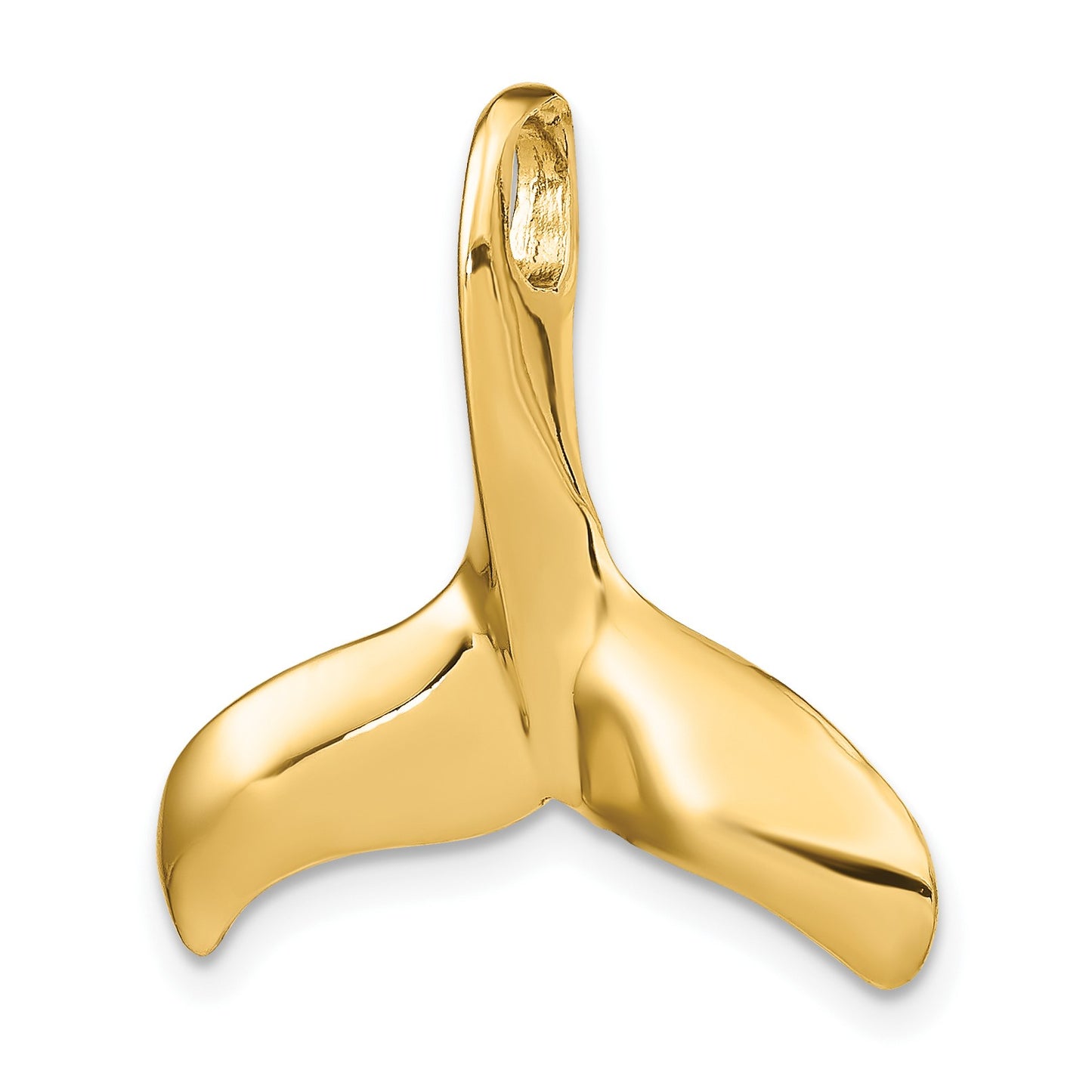 14K Large 3-D Polished and Textured Whale Tail Omega Slide